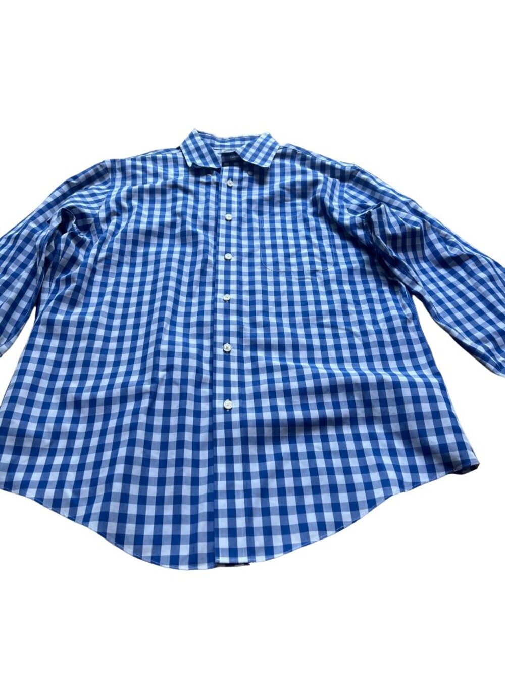 Brooks Brothers Size L Blue White Check Non Iron Supima Cotton Button Up Shirt